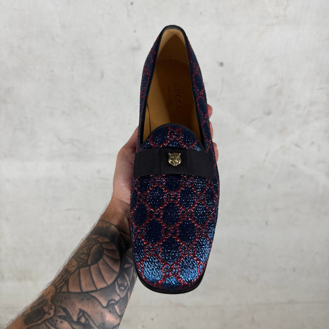 Gucci Glitter Monogram Loafers