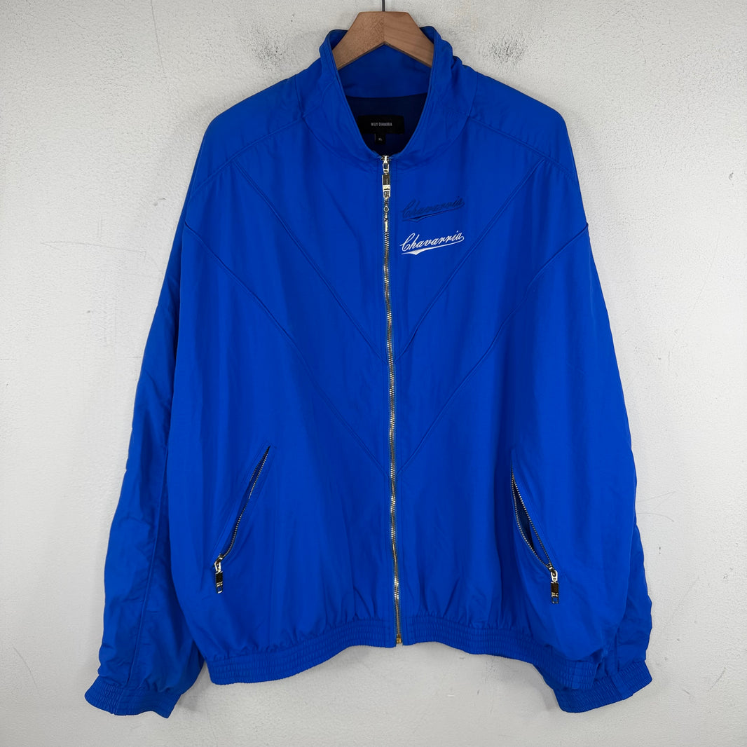 Willy Chavarria Gold Cross Blue Nylon Track Jacket