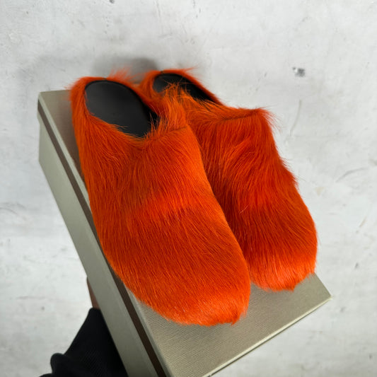 Marni Orange Furry Fussbet Loafers