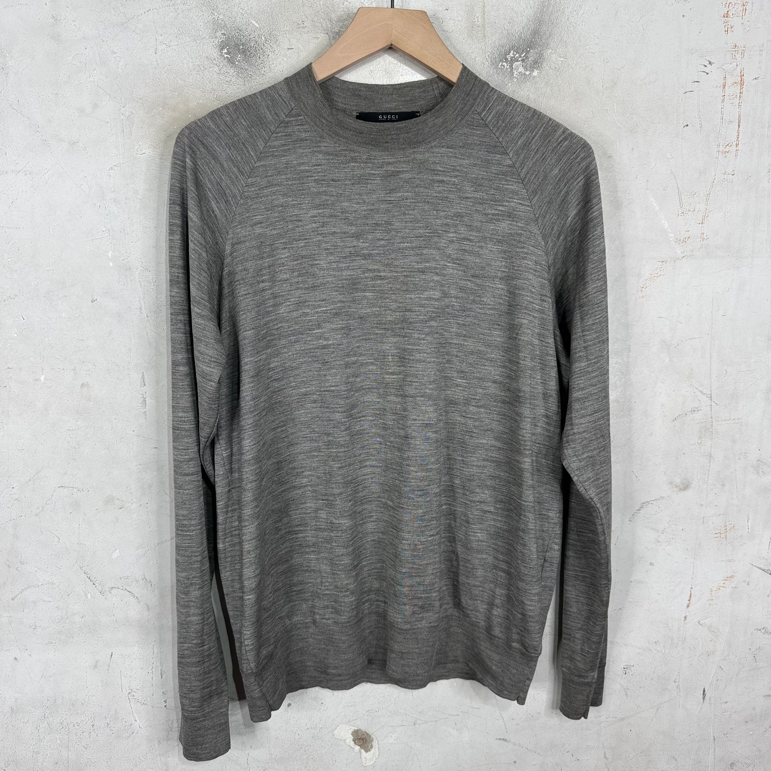 GUCCI リネンシルク ヘンリーネック ニットTシャツ M イタリア製 グレー Gucci Grey Thin Wool Knit – www.Lukes.store