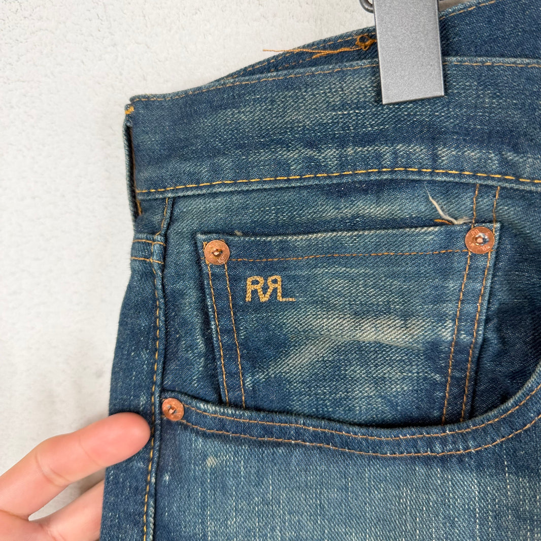 RRL Straight Leg Whiskered Jeans