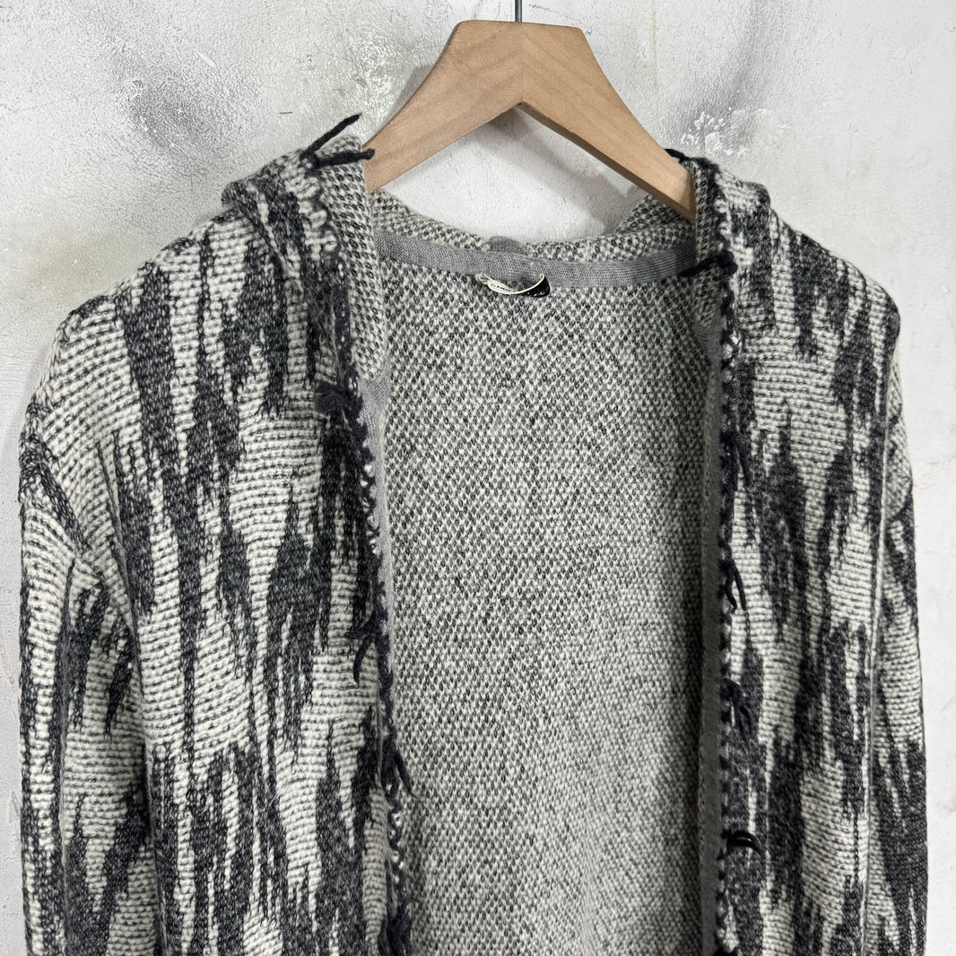 Saint Laurent Knitted Patterned Hooded Shawl