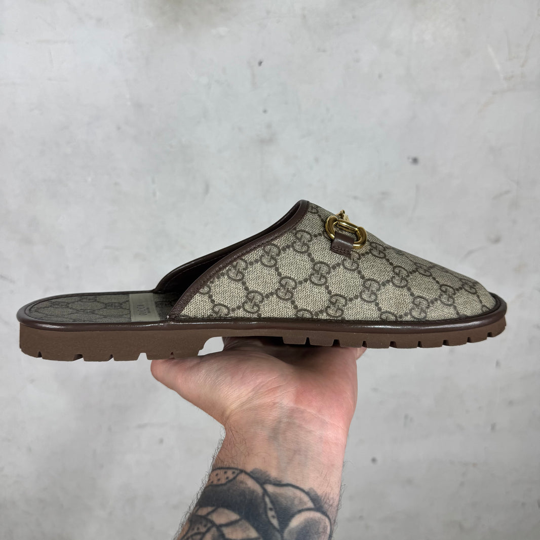 Gucci Monogram Horsebit Slides
