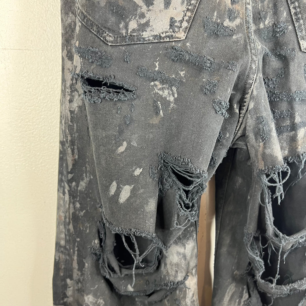 Balenciaga Black Mud Distressed Jeans