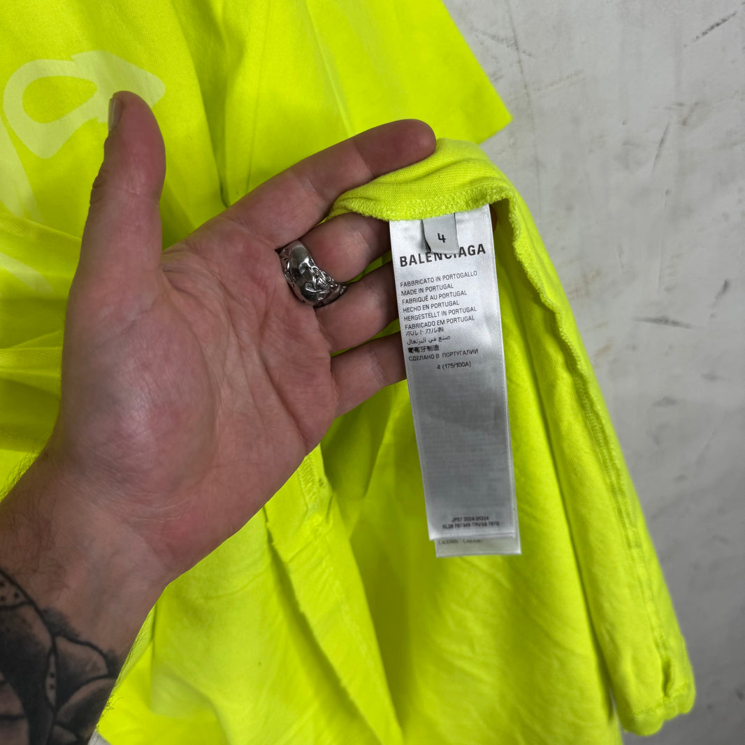 Balenciaga Neon Warped 3B Logo T-Shirt