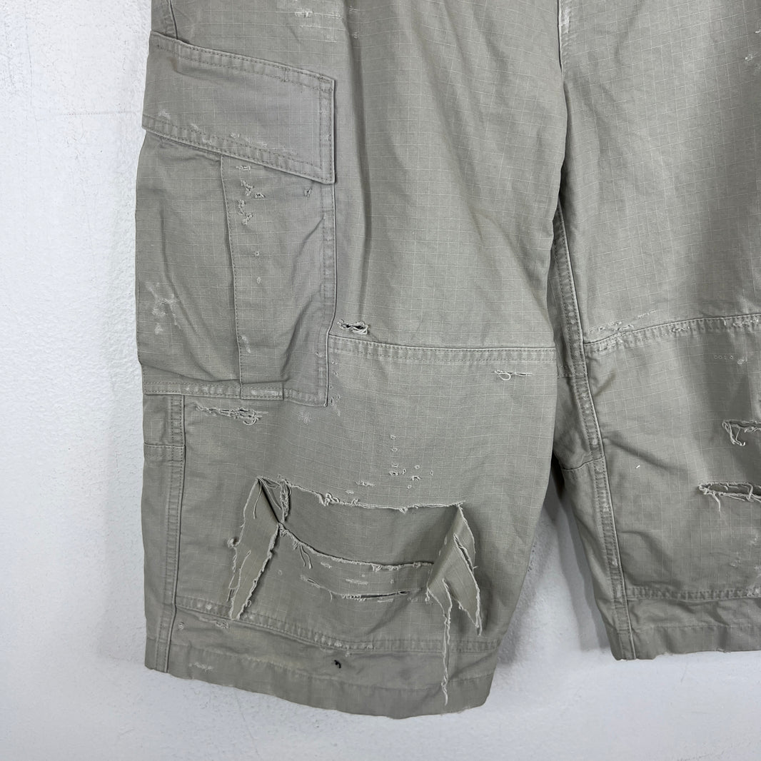 Balenciaga Beige Cropped Cargo Ripstop Long Shorts