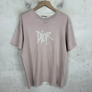 Dior Pink Shawn Stussy Logo T-Shirt