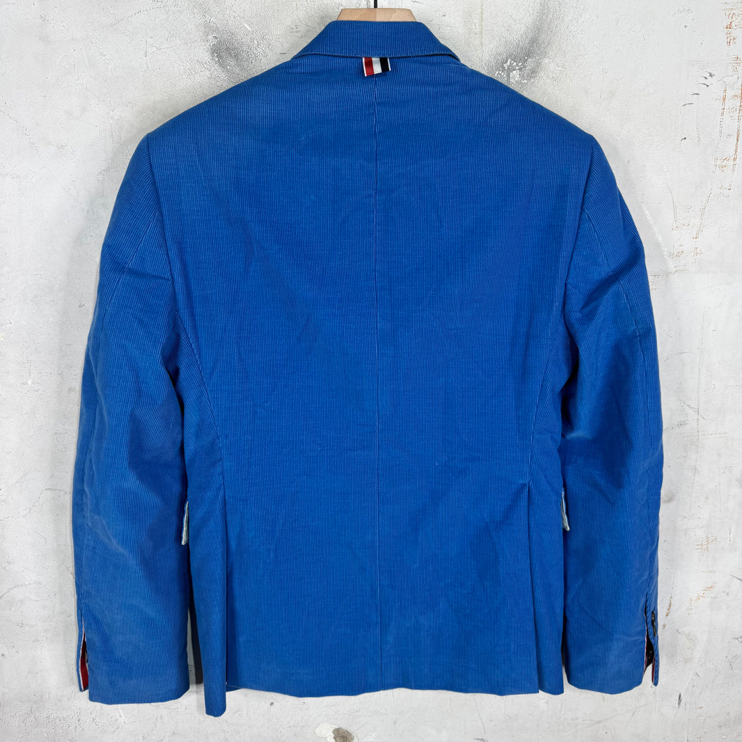 Thom Browne Blue Corduroy Blazer Jacket