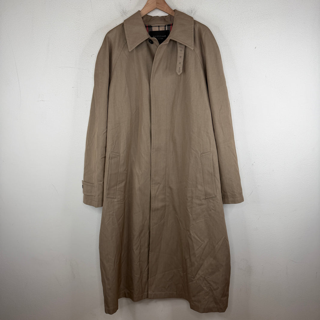 Balenciaga Garde Robe Tan Plaid Interior Trench Coat