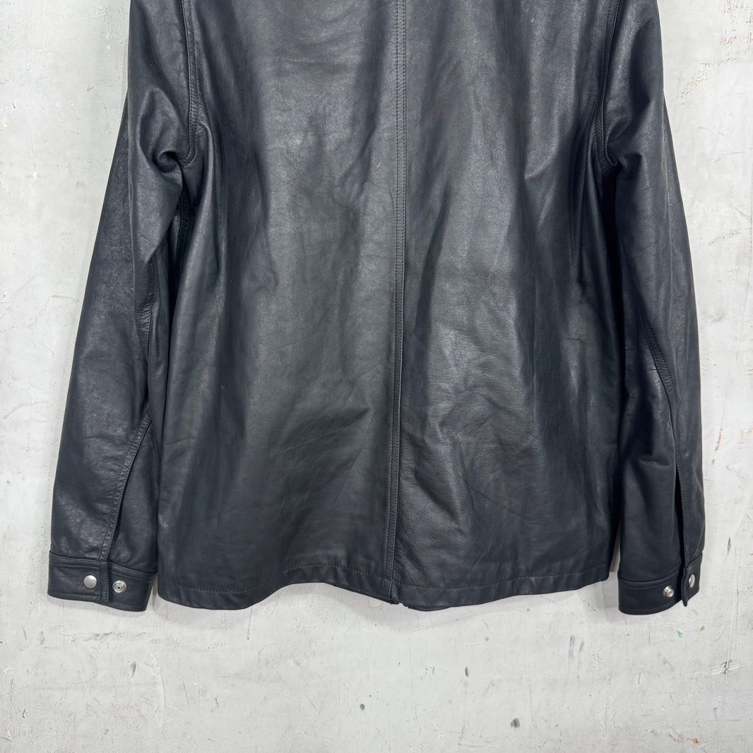 Rick Owens Leather Porterville Strapped Leather Zip Jacket