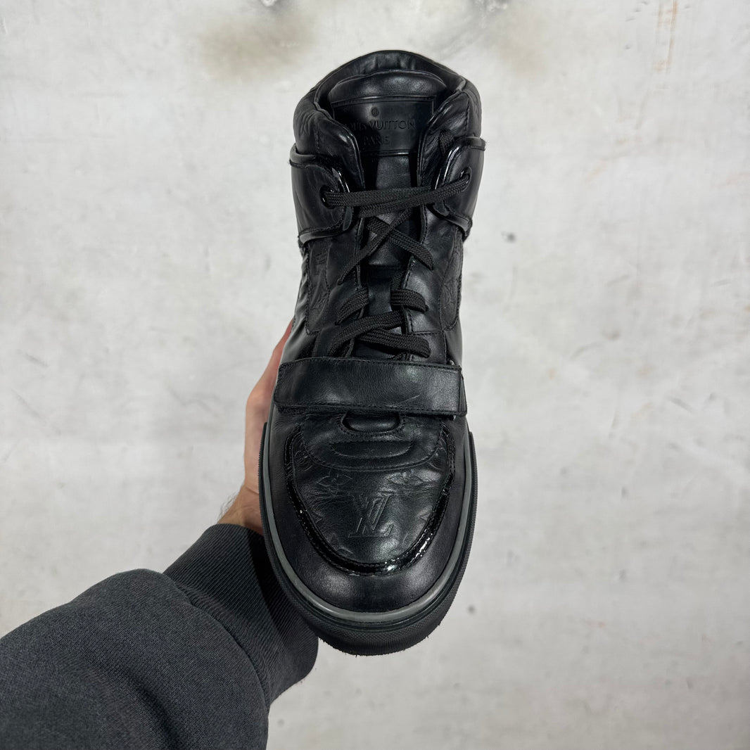 Louis Vuitton Black Straped Monogram Patent Sneakers