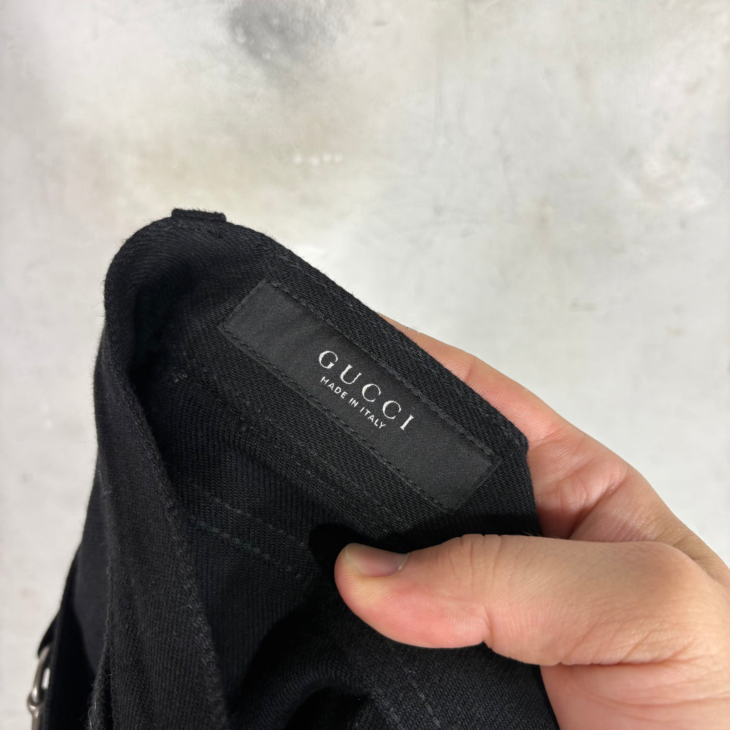 Gucci Raw Black Horse-Bit Jeans
