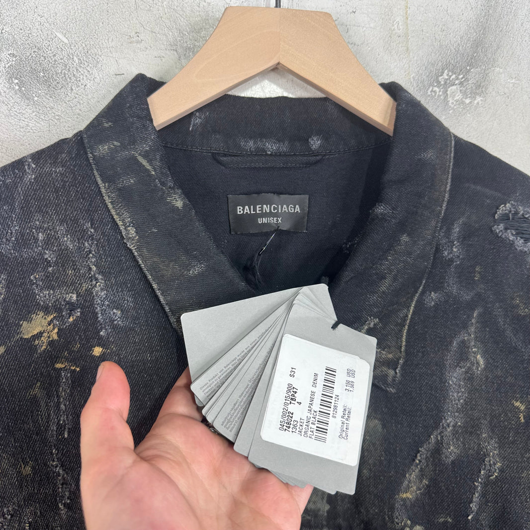 Balenciaga Distressed Mud Denim Jacket