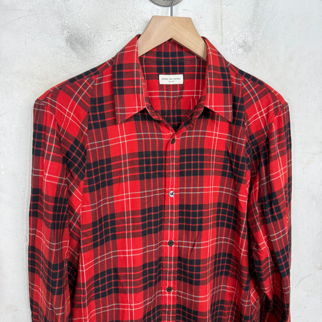 Dries Van Noten Red Plaid Flannel