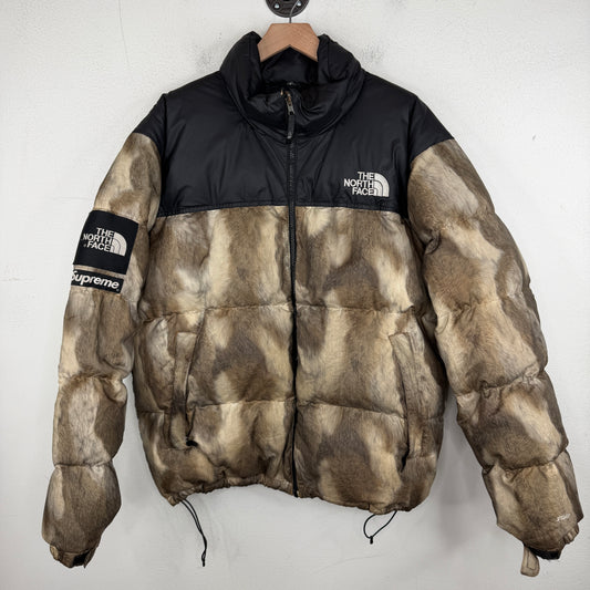Supreme TNF Fur Printed Nuptse Puffer Jacket