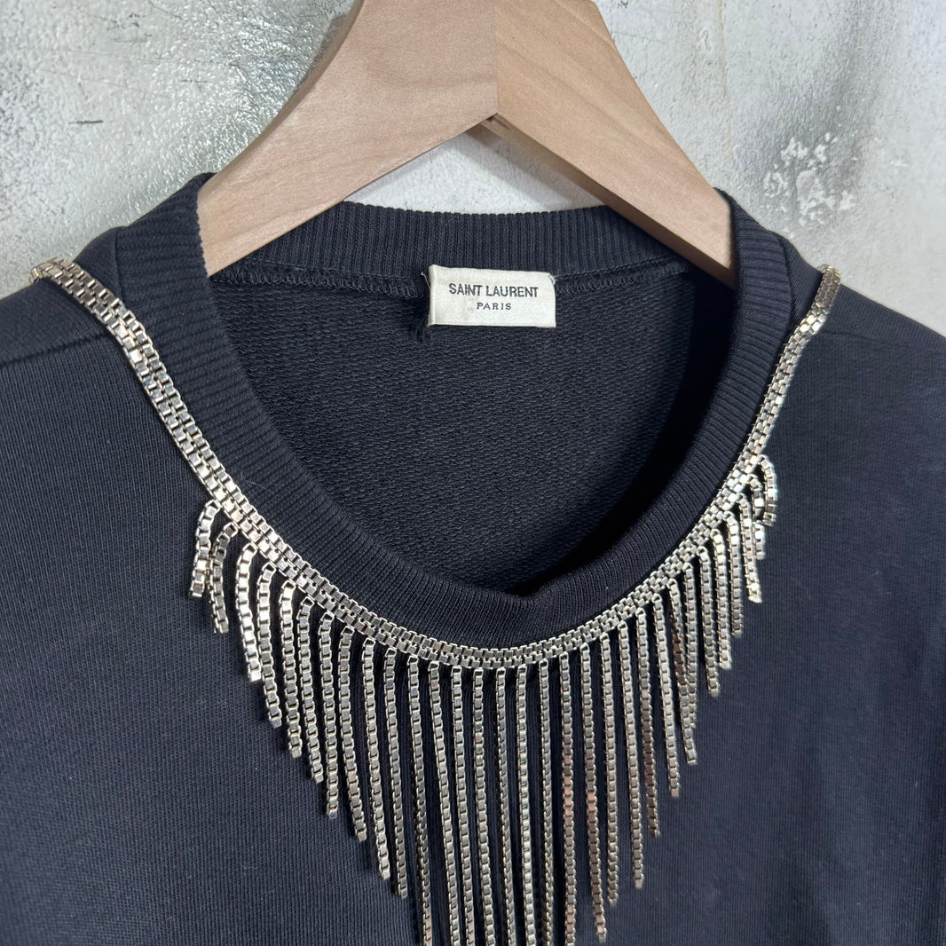 Saint Laurent Chain Embellished Crewneck Sweatshirt