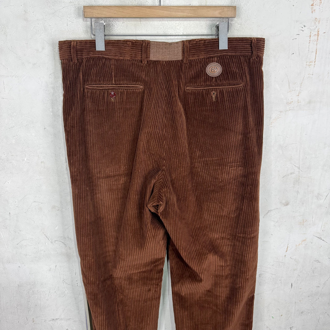 Gucci Brown Corduroy Striped Trousers