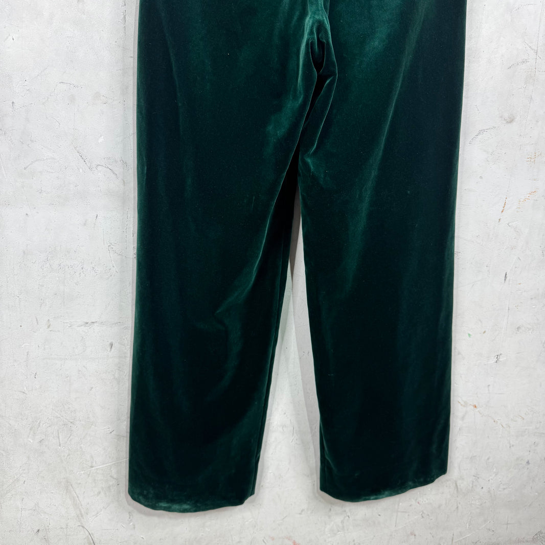 Louis Vuitton Green Velvet Pleated Baggy Trousers