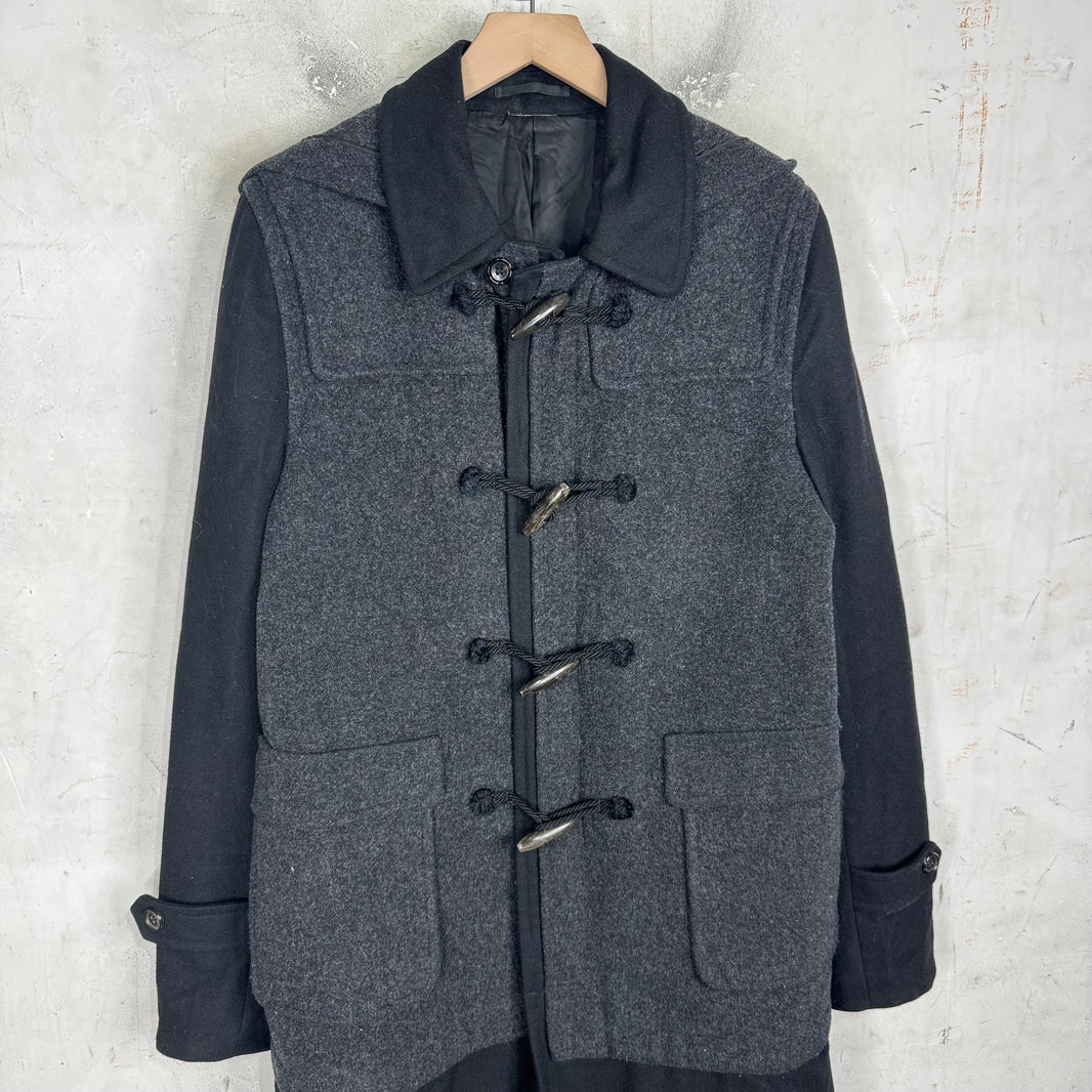 CDG  Homme Plus Wool Clasped Hooded Long Coat