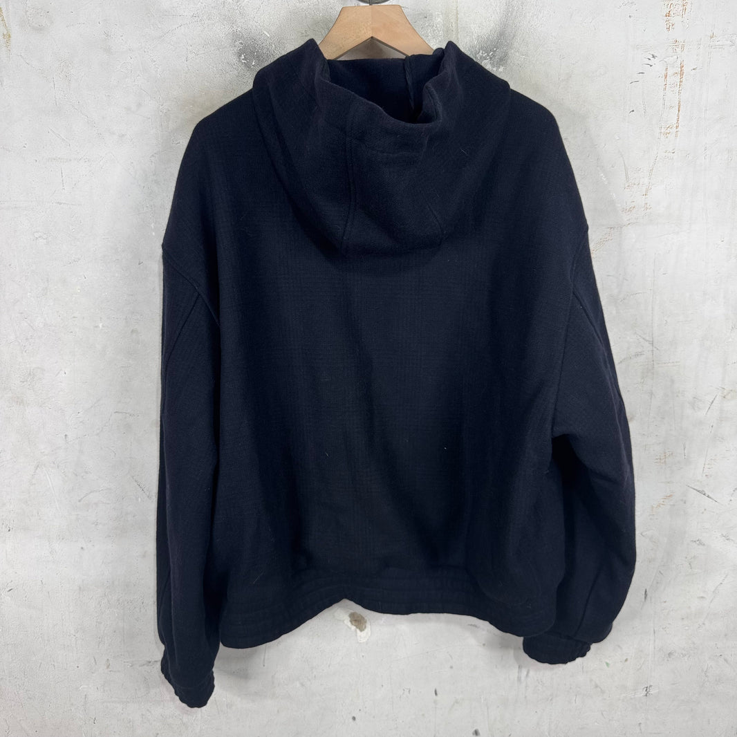 Armani Icon Oversized Cropped Wool Hooded Jacket