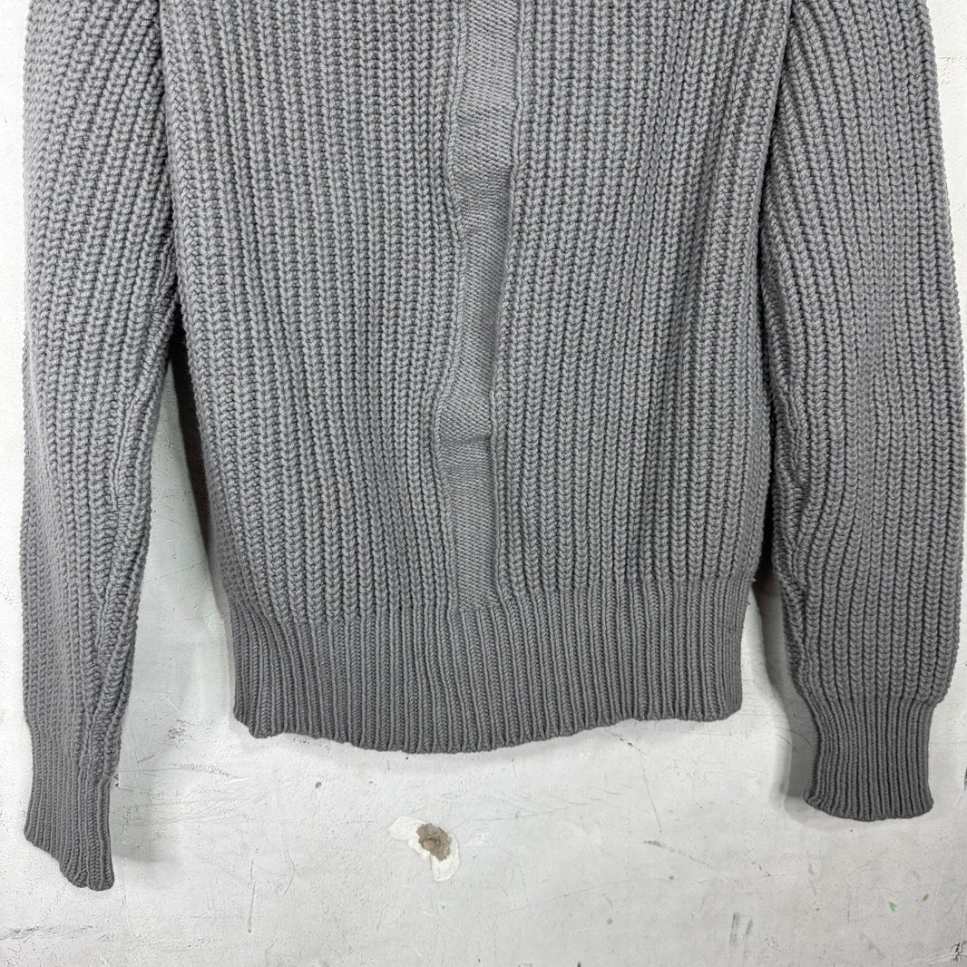 Rick Owens Grey Wool Cable Knit Sweater