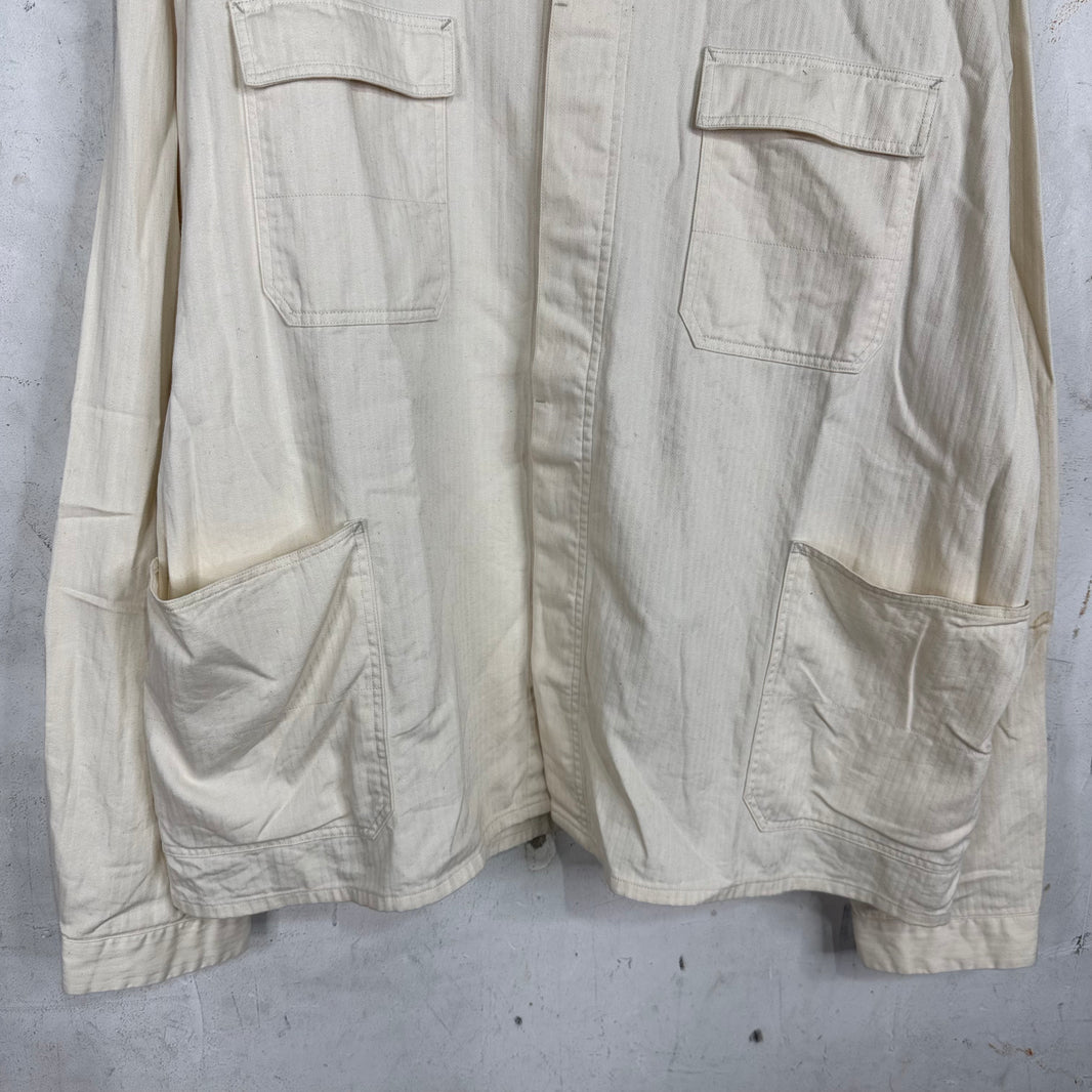 RRL Cream Herringbone Chore Jacket