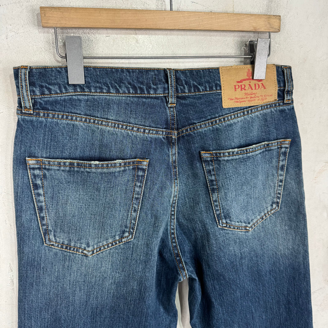 Prada Medium Wash Plaqued Jeans