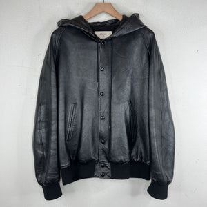 Celine Leather Hooded Bomber Jacket