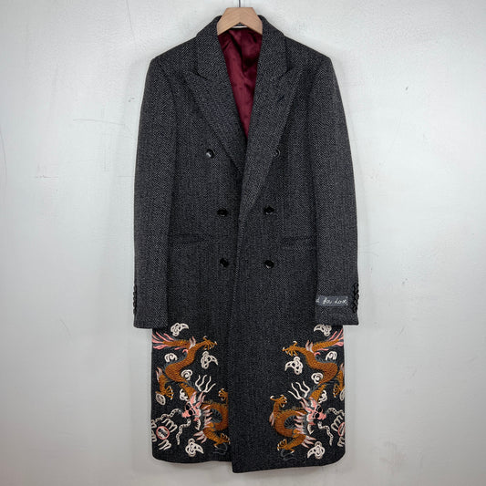Gucci Wool Dragon Embroidered Trench Coat