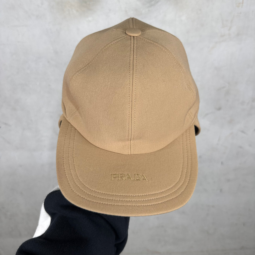 Prada Canvas Fleece Lined Flap Hat