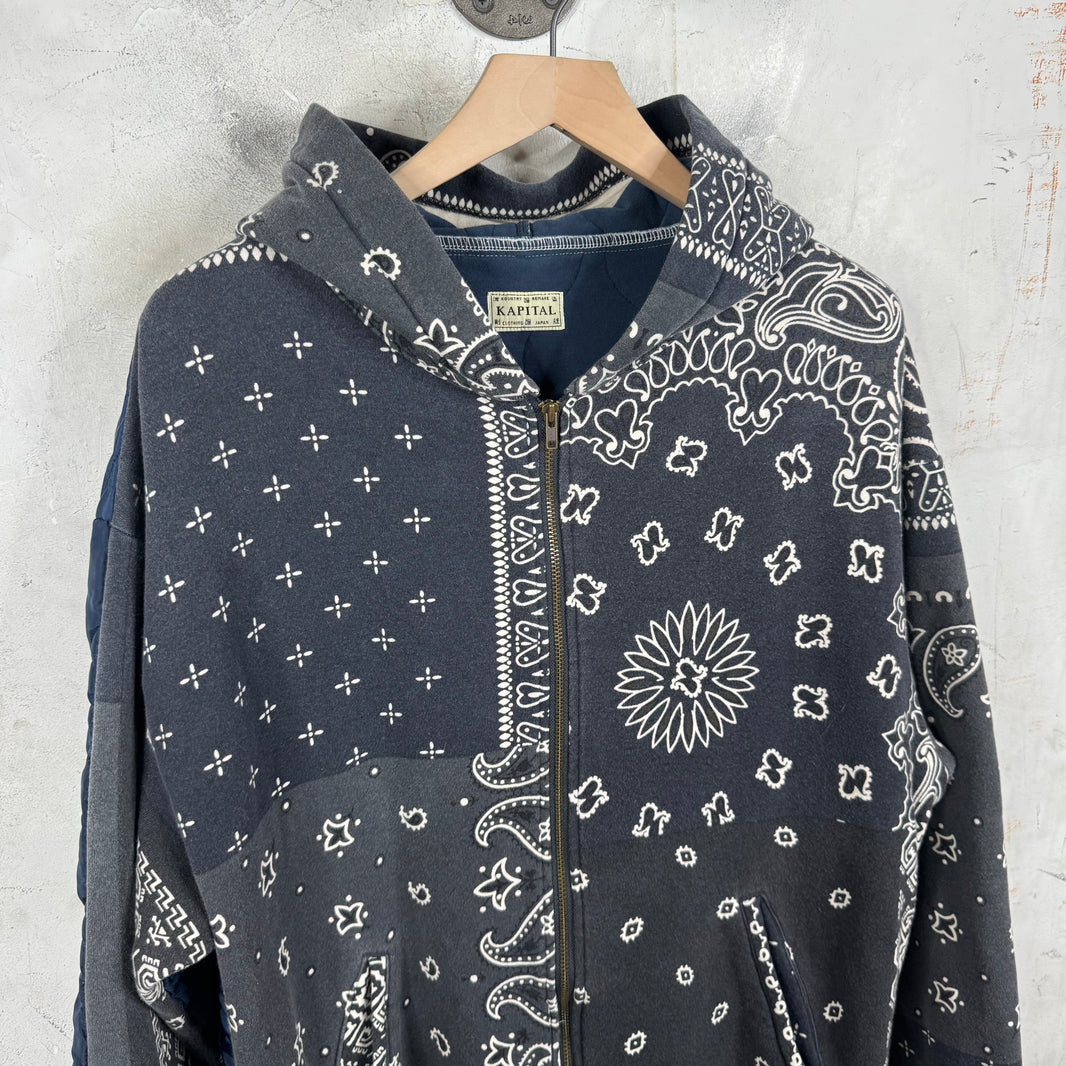 Kapital Hybrid Quilted Paisley Zip Hoodie