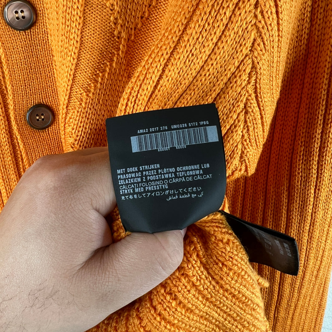 Prada Orange Button Up Diamond Knit Cardigan