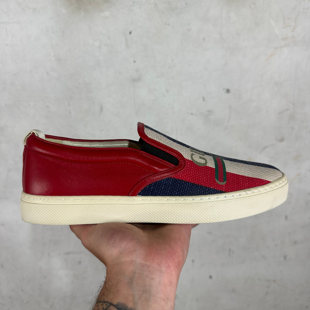 Gucci Striped Logo Slip Ons