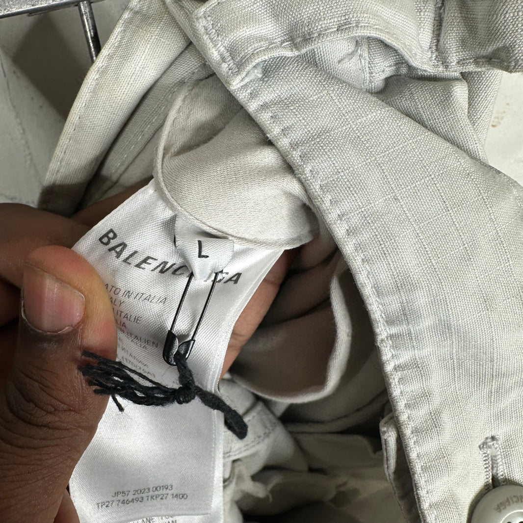 Balenciaga Distressed White Cargo Pants
