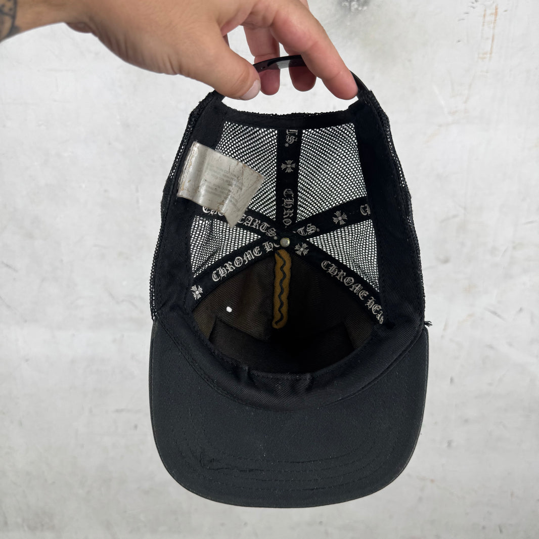 Chrome Hearts Smoked Distressed Trucker Hat