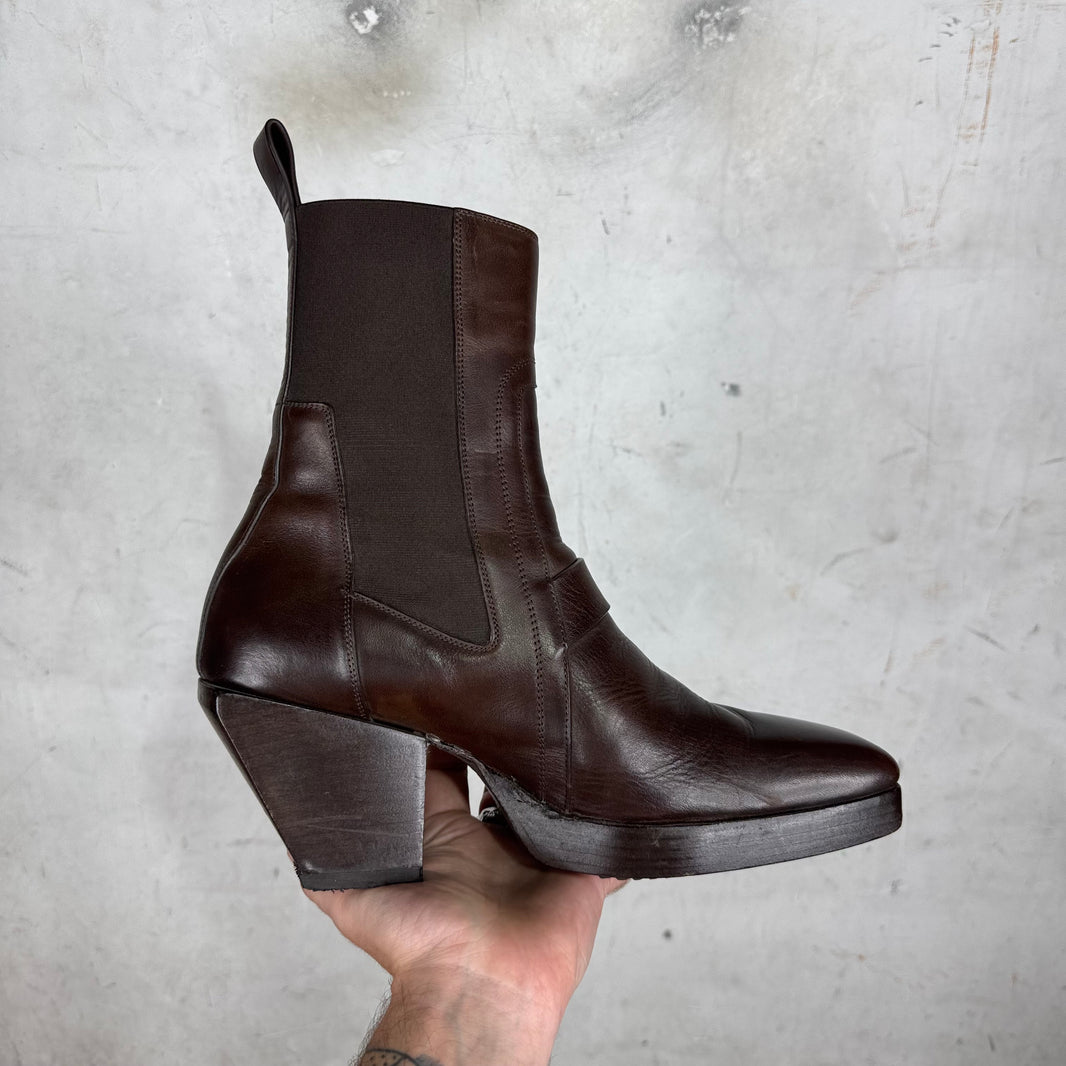 Rick Owens Square Toe Heeled Chelsea Boot