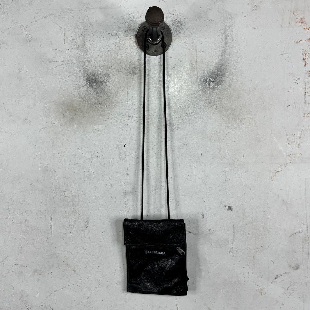 Balenciaga Leather Logo Side Pouched Messenger