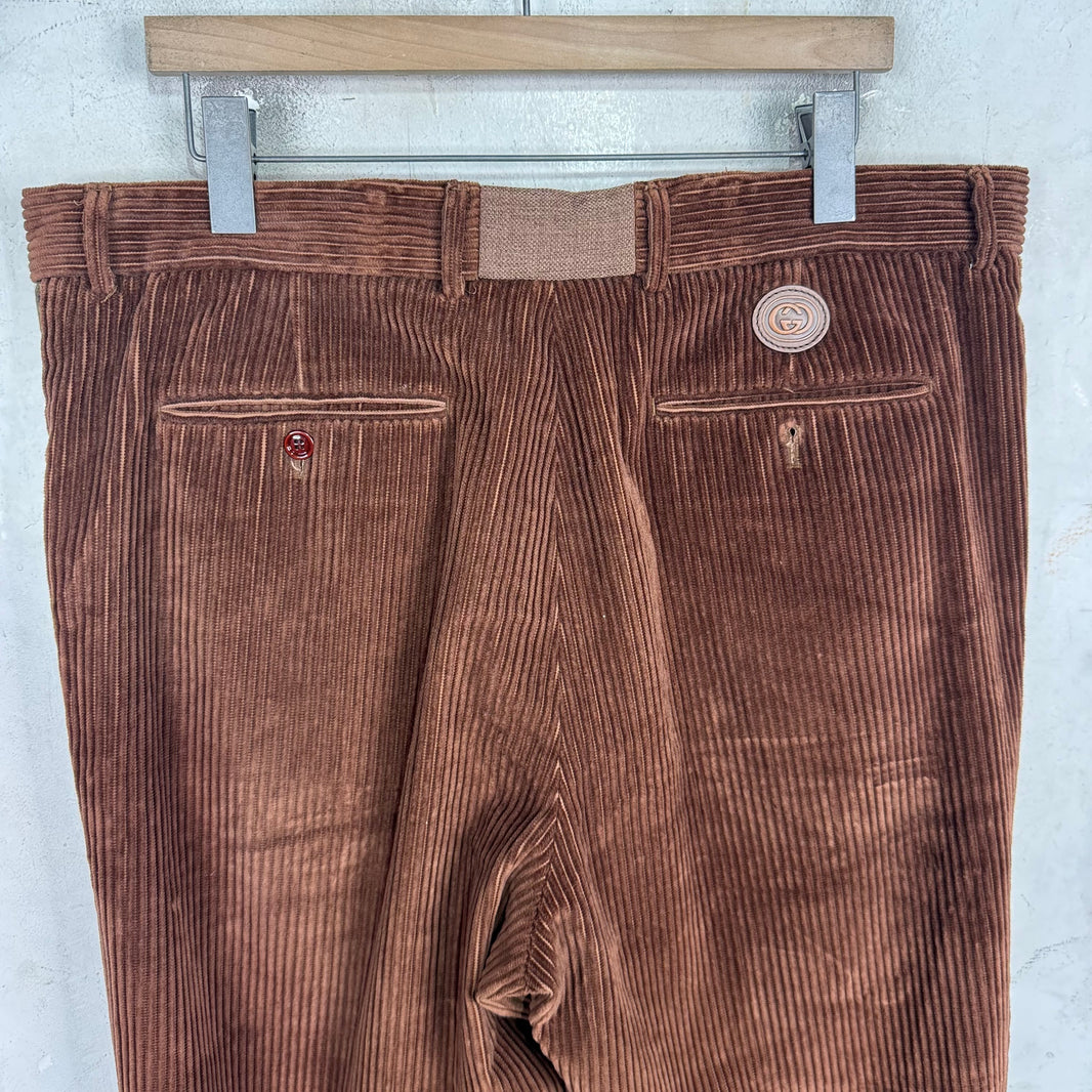 Gucci Brown Corduroy Striped Trousers