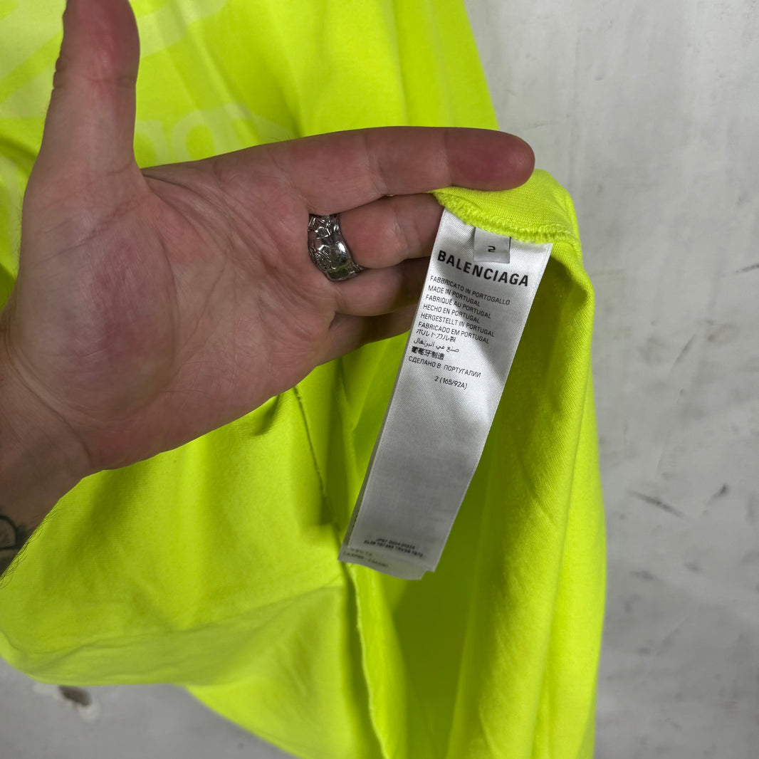 Balenciaga Neon Warped Logo T-Shirt