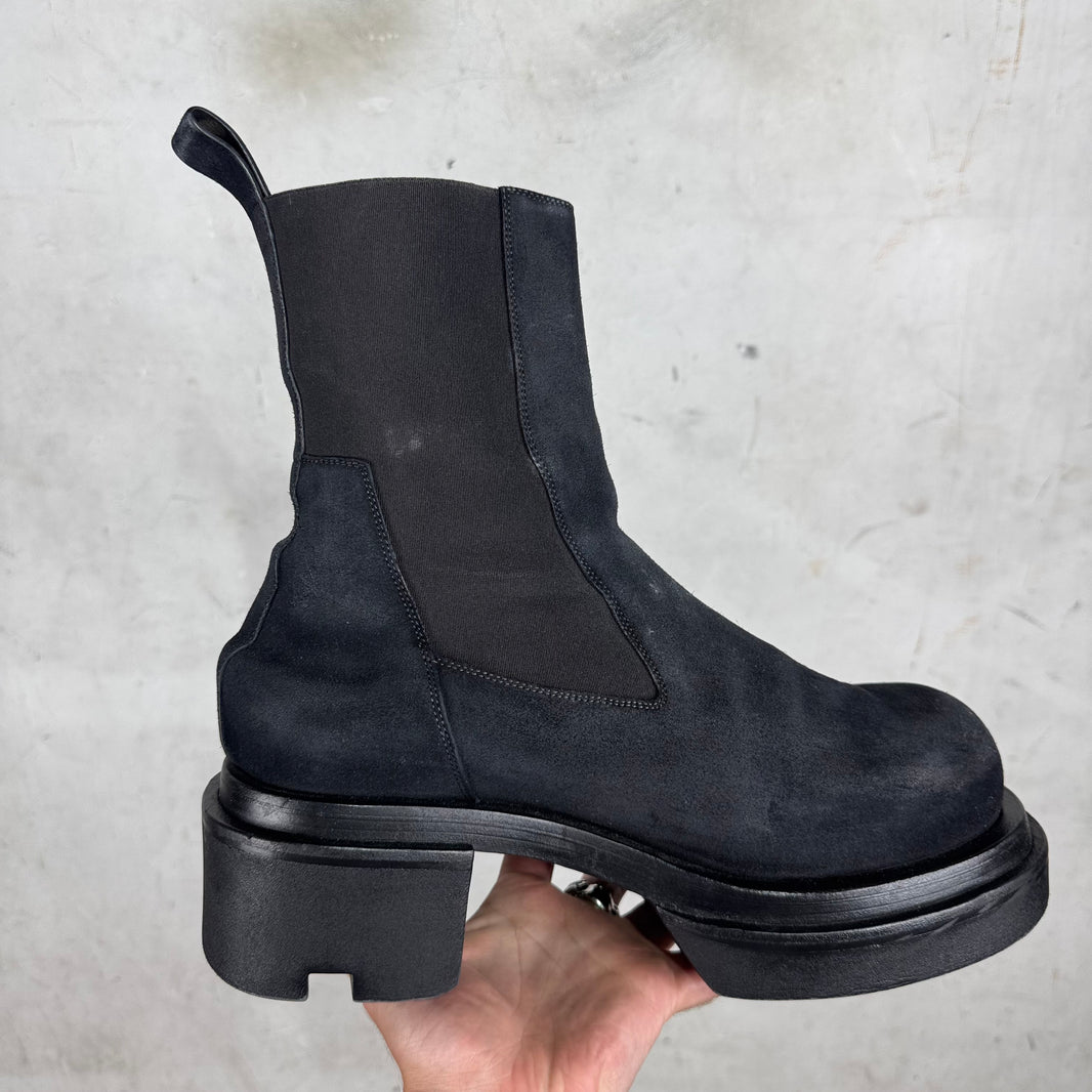 Rick Owens Black Suede Bogun Boots
