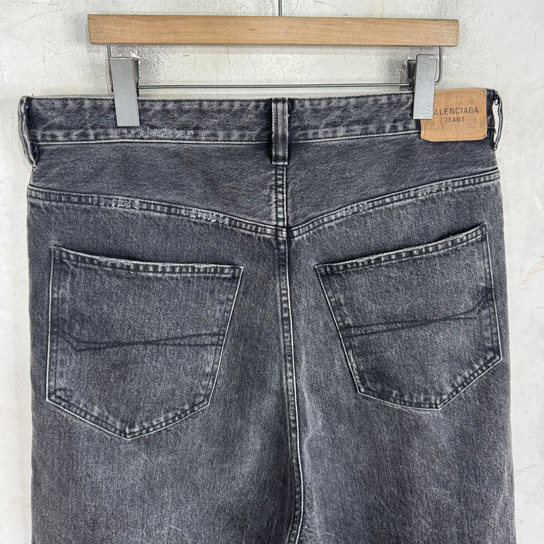 Balenciaga Unifit Washed Black Jean Shorts