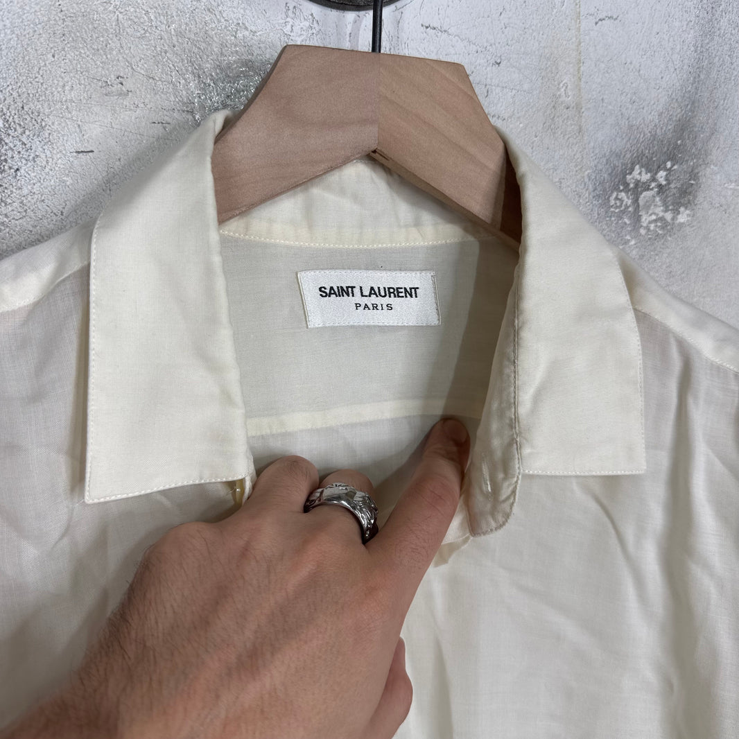 Saint Laurent Cream Cupro L/S Buttoned Shirt
