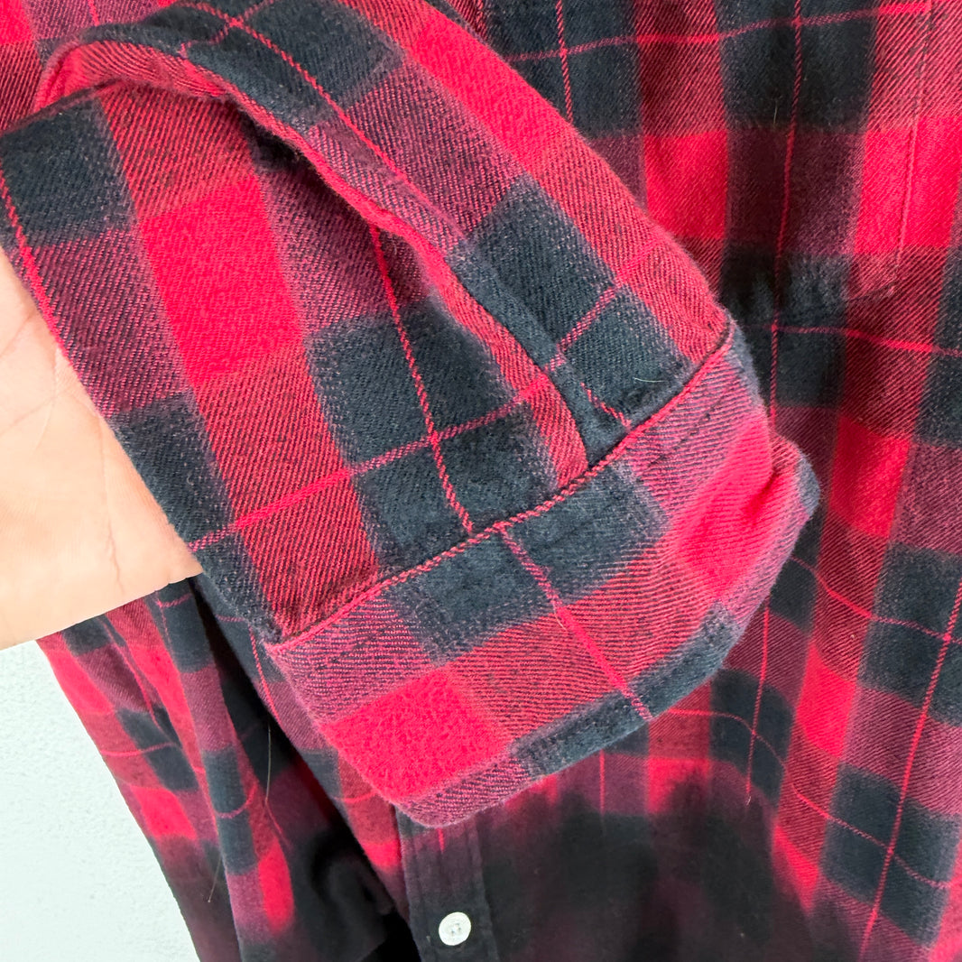 Stussy Red Black Button Up Flannel