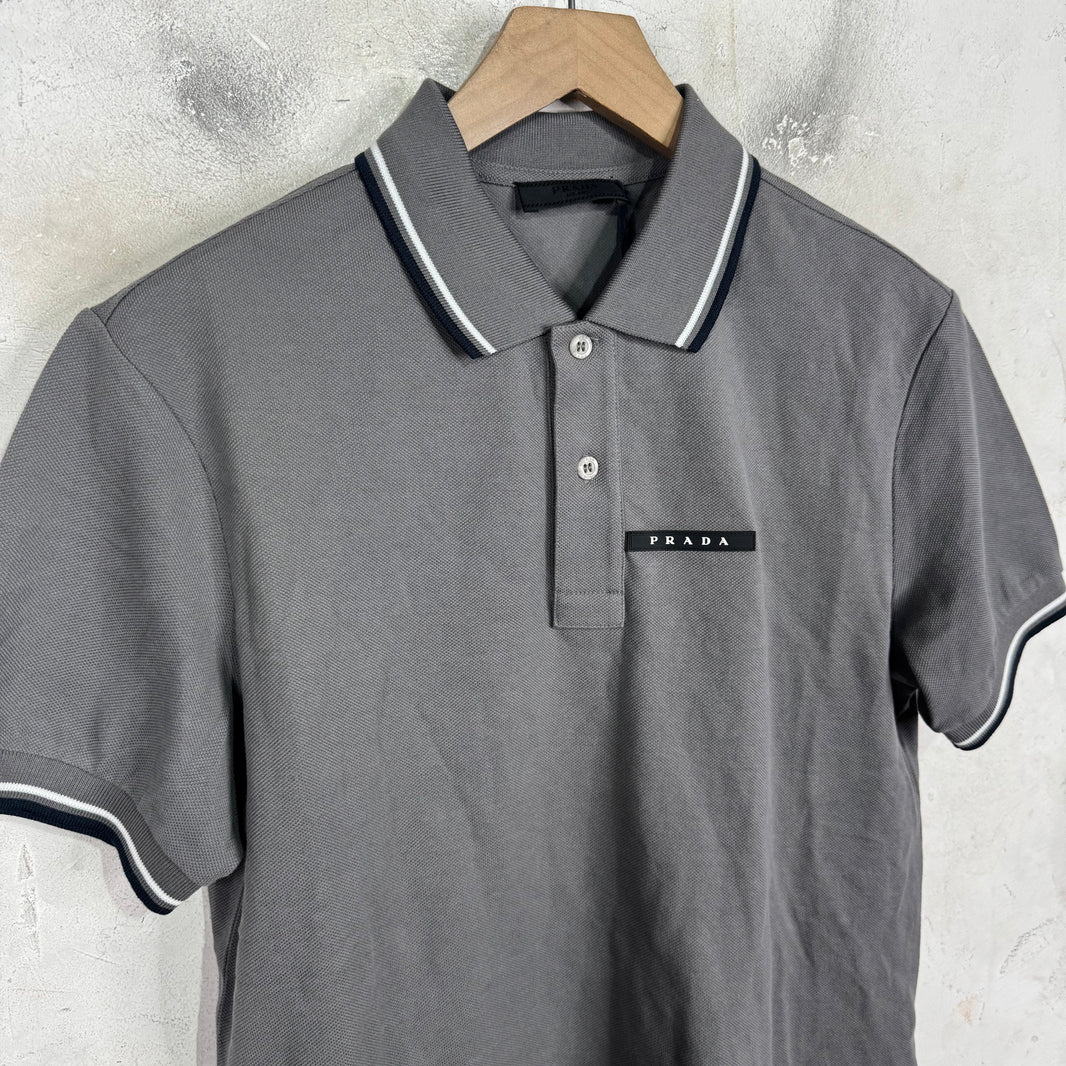 Prada Striped Cuff Tab Polo