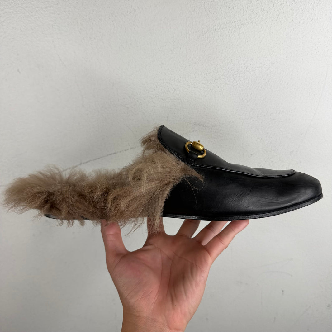 Gucci Fur Horsebit Mules