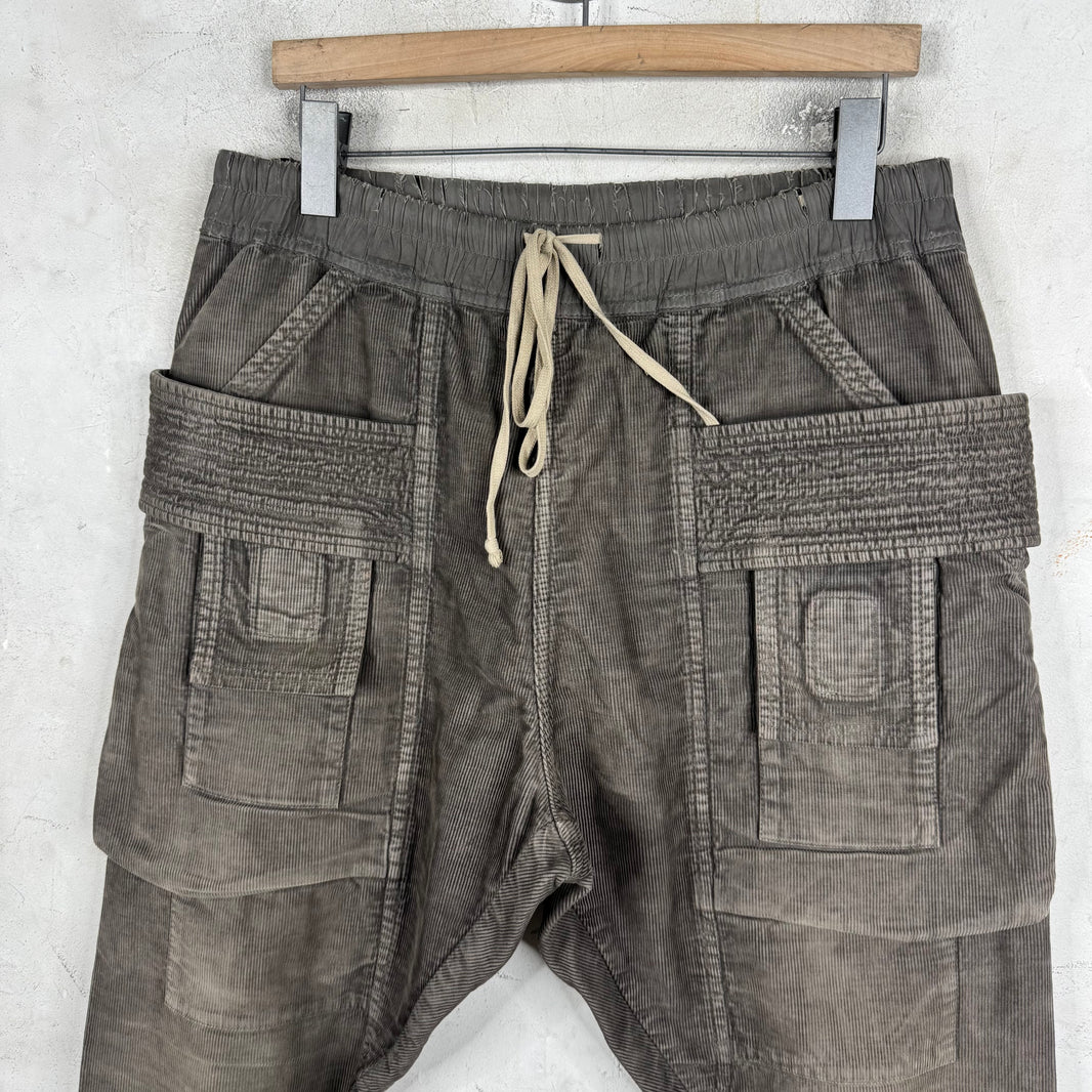 DRKSHDW Grey Corduroy Creatch Cargos