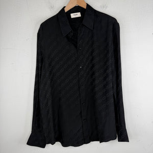 Celine Silk Embossed Chain Link Button Up LS Shirt