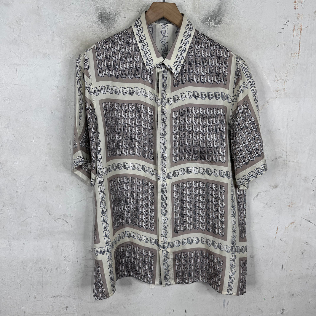 Dior Silk Grey/White Oblique Shirt