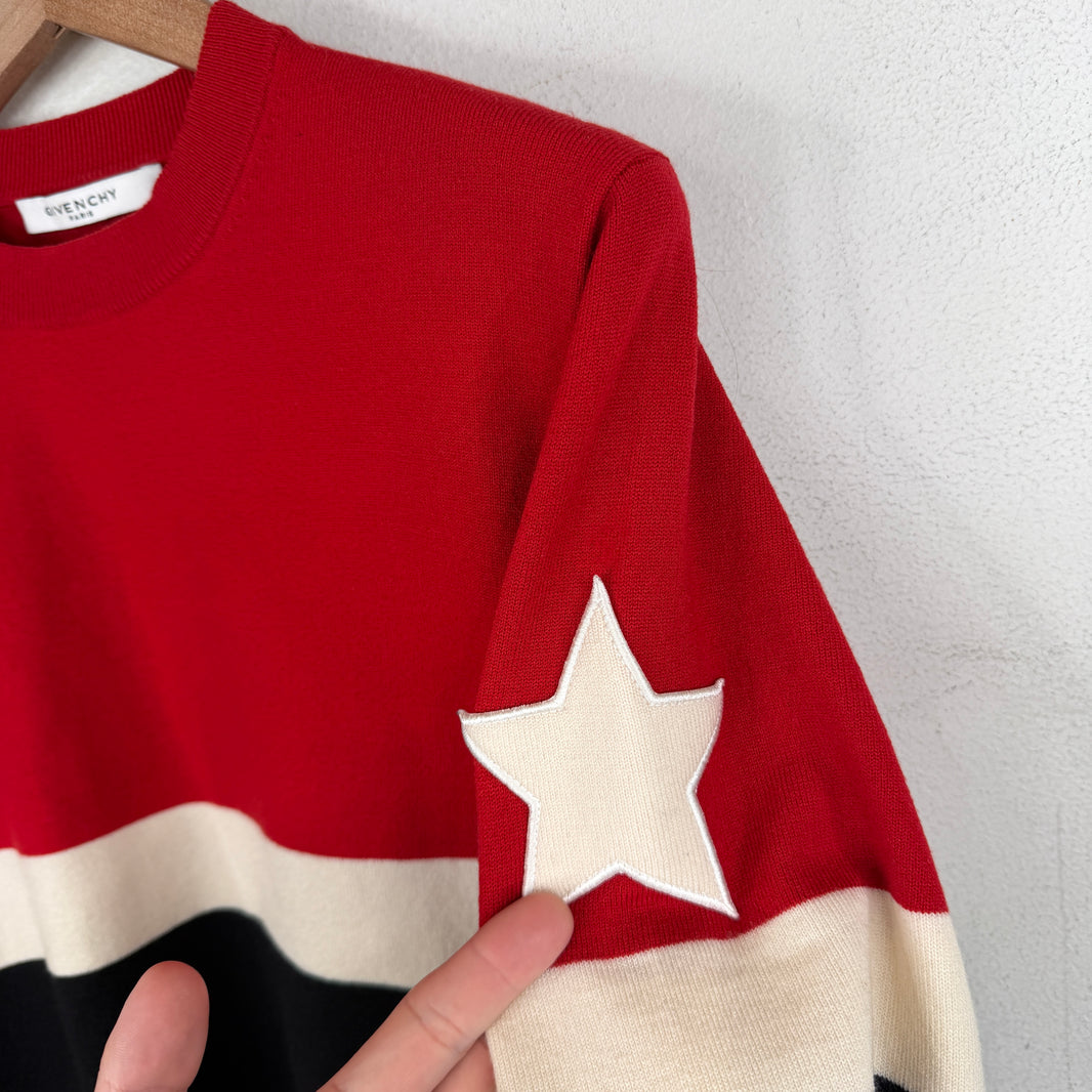 Givenchy Star Patched Striped Crewneck