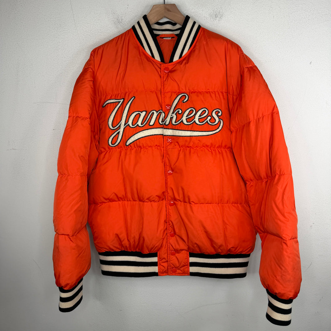Gucci Yankees Orange Puffer Snap Button Jacket